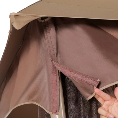 10' X 10' Outdoor Garden Gazebo With Skirts Tent Canopy Beige - Captiva Designs - Image 4