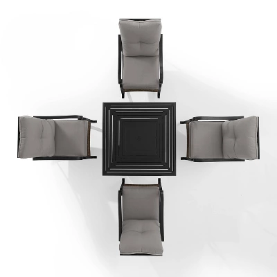 5pc Dahlia Outdoor Steel Set With Fire Table Taupe/Matte Black - Crosley - Image 8