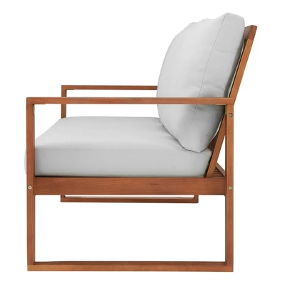 Grafton Eucalyptus 3 Seat Outdoor Bench With Cushions - Gray/Natural - Alaterre Furniture - Image 3