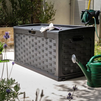 Starplast 88 Gallon Plastic Deck Box Black - Image 3