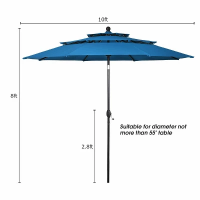 Tangkula Patio Market 10ft 3 Tier Umbrella Double Vented Aluminum Sunshade Shelter - Image 4