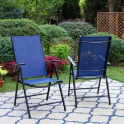 2pk Outdoor 7 Position Arm Chairs With High Backs & Aluminum Frames - Captiva Designs