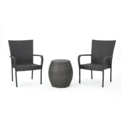 Orleans 3pc Wicker Chat Set - Gray - Christopher Knight Home