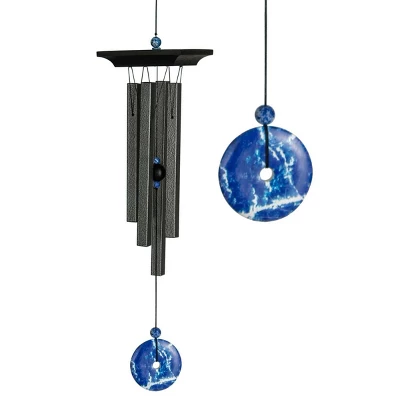 Woodstock Wind Chimes For Outside, Garden Décor, Outdoor & Patio Décor, Woodstock Blue Lapis Chime Black Wind Chimes - Image 2