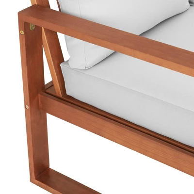 Grafton Eucalyptus 3 Seat Outdoor Bench With Cushions - Gray/Natural - Alaterre Furniture - Image 6