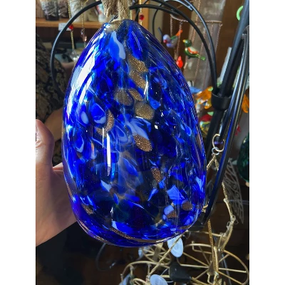 Evergreen Art Glass Speckle Deep Blue Bell Chime - Image 4