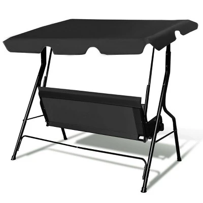 Costway Patio 3 Seats Canopy Swing Glider Hammock Cushioned Steel Frame Outdoor - Image 8