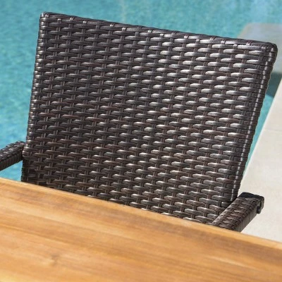 Brandywine 6pc Acacia Wood/Wicker Patio Dining Set - Brown/Cream - Christopher Knight Home - Image 2