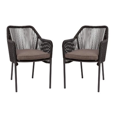 Emma And Oliver Woven All-Weather Outdoor Two-Piece Club Chair Set With Coordinating Cushions For Porch, Backyard And Patio - Image 13