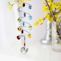 Woodstock Wind Chimes Woodstock Rainbow Makers Collection, Crystal Spiral, 9'' Rainbow Hearts Crystal Suncatcher CS23