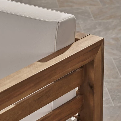 Oana 6pc Acacia Wood Sofa Chat Set Teak/Beige - Christopher Knight Home - Image 3