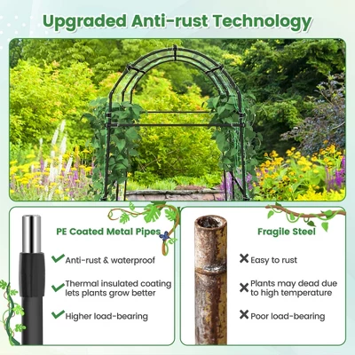Costway 7.5FT Garden Arch Trellis Outdoor Plant Support Archway For Climbing Vine Flower - Image 4