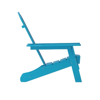 Emma And Oliver Set Of 4 Adirondack Chairs With Cup Holders, Weather Resistant HDPE Adirondack Chairs - Image 9