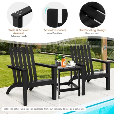 Tangkula Wooden Adirondack Chair W/Ergonomic Design Outdoor Lounge Armchair Acacia Wood Chair For Yard&Patio Black/Gray/White - Image 2