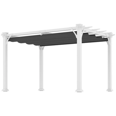 Outsunny 13' X 10' Wood Pergola Gazebo, Sun Shade Shelter With Retractable Canopy, For Garden, Patio, Backyard, Deck - Image 3