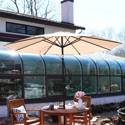 Sunnydaze Decor Sunnydaze Outdoor Aluminum Patio Table Umbrella With Polyester Canopy And Push Button Tilt And Crank - 9'