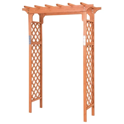 Costway Arbor Over 7FT High Wooden Garden Arch Trellis Pergola Outdoor Patio Plant - Image 3