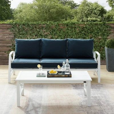 Kaplan 2pc Outdoor Sofa Set - Navy - Crosley - Image 6