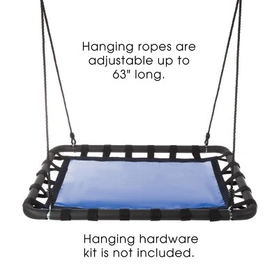 Toy Time Kids' Hanging Platform Swing With Adjustable Rope - 40" X 30"- Blue/Black - Image 4