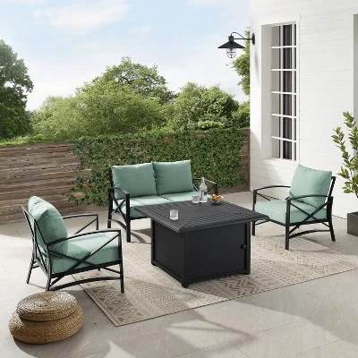 Kaplan 4pc Outdoor Conversation Set With Dante Fire Table - Mist - Crosley - Image 6