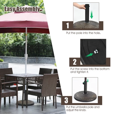 Costway 22 Lbs Round Resin Patio Umbrella Base Stand Holder W/ Adjustable Knob - Image 8