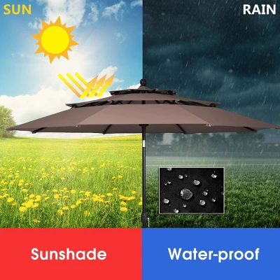 Tangkula Outdoor Auto-tilt Patio Market Umbrella W/ Double Vented - Image 8