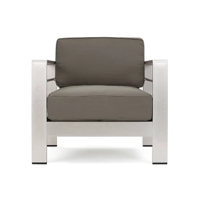 Cape Coral 5pc Aluminum And MGO Seating Set With Fire Table Khaki/Light Gray - Christopher Knight Home - Image 2