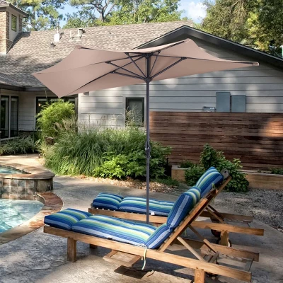 Costway 9Ft Half Round Umbrella Patio Bistro Wall Balcony Door Window Sun Shade - Image 9