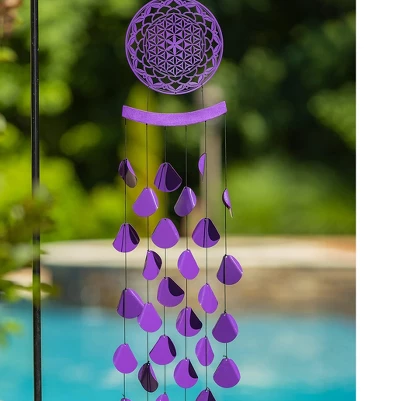 Dawhud Direct 27.5" H Rustic Charcoal Wolf Dreamcatcher Wind Chimes - Outdoor - Image 2