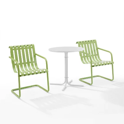Gracie 3pc Outdoor Metal Bistro Set With Table & 2 Armchairs - Crosley - Image 9