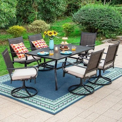 Rattan Wicker 360 Swivel Patio Dining Chairs - Captiva Designs - Image 7