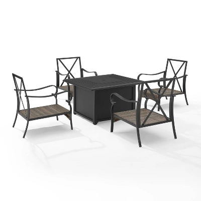 5pc Dahlia Outdoor Steel Fire Pit Set Taupe/Matte Black - Crosley - Image 7