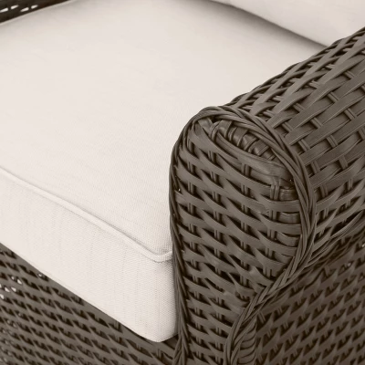 Amaya 5pc Outdoor 4 Wicker Swivel Chair & Fire Pit Set - Dark Brown/Beige/Matte Black - Christopher Knight Home - Image 15