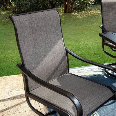 7pc Patio Dining Set With Faux Steel Table & 360 Swivel Sing Arm Chairs - Captiva Designs - Image 2