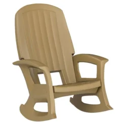 Semco Rockaway Heavy-Duty Outdoor Rocking Chair W/Low Maintenance All-Weather Porch Rocker & Easy Assembly For Deck And Patio, Taupe (2 Pack)