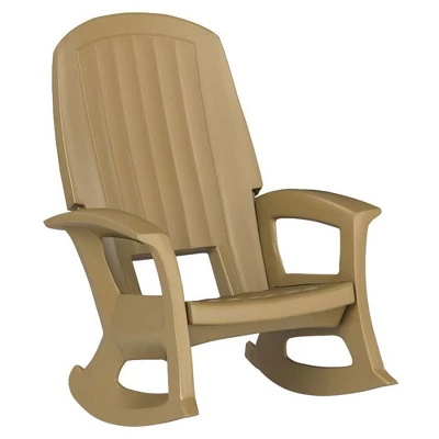 Semco Rockaway Heavy-Duty Outdoor Rocking Chair W/Low Maintenance All-Weather Porch Rocker & Easy Assembly For Deck And Patio, Taupe (2 Pack)