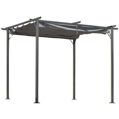 Outsunny 10' X 10' Retractable Patio Gazebo Pergola With UV Resistant Outdoor Canopy & Strong Steel Frame - Image 9