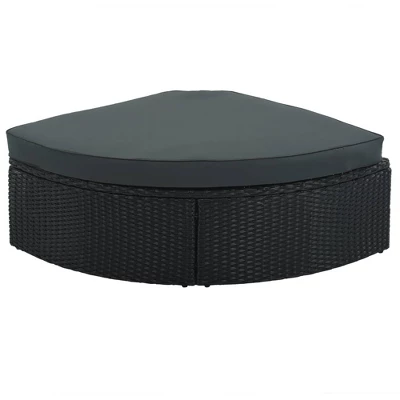 7pc Wicker Patio Seating Set With Cushions & Striped Pillows - Gray - GODEER - Image 15