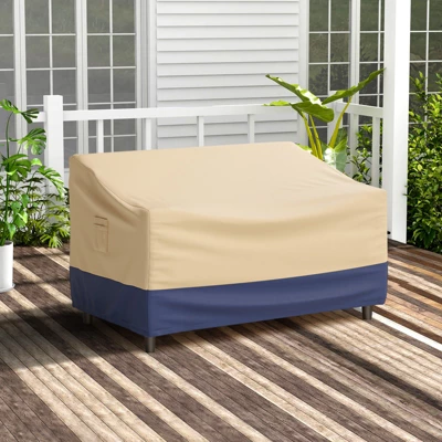 Costway Patio 60''x43'' 2-Seater Bench Loveseat Deep Sofa Cover Waterproof Handle Air Vent - Image 2