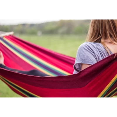 Stansport Bahamas Cotton Blend Hammock 78" X 37" - Burgundy - Image 3