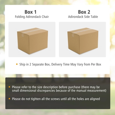 Tangkula Patio 3PCS Adirondack Chair Side Table Set Outdoor Chair Set With End Table Weather Resistant Cup Holder For Backyard Garden White - Image 5