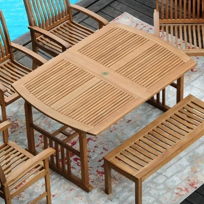Auburn Outdoor Teak Wood Extendable Rectangle Dining Table - Cambridge Casual - Image 4