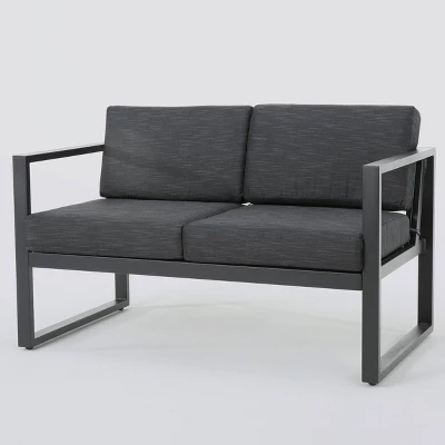 Navan 12pc Aluminum Sectional Sofa Seating Set Black/Dark Gray - Christopher Knight Home - Image 5