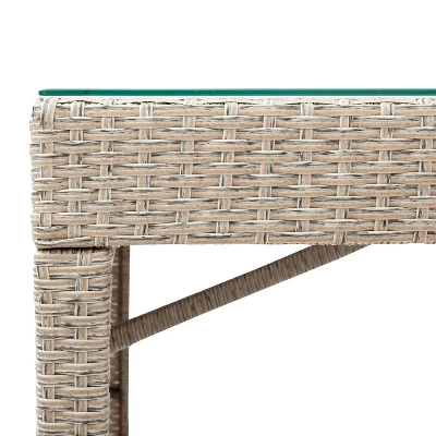 5-piece Patio Rattan Bar Dining Table Set With 4 Stools-ModernLuxe - Image 7