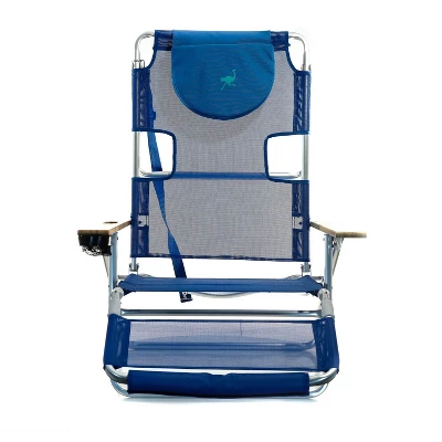 Ostrich 3 N 1 Lightweight Aluminum Frame 5 Position Reclining Beach Chair, Blue - Image 4