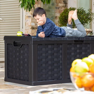 Starplast 153 Gallon Plastic Deck Box Black - Image 7