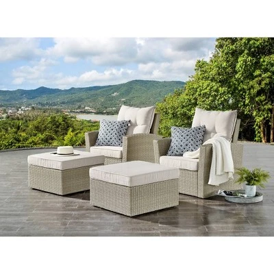 All-Weather Wicker Canaan Outdoor Ottoman Brown - Alaterre Furniture - Image 6