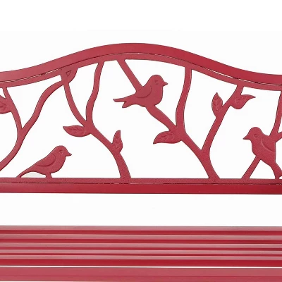 Metal Patio Bench With Steel Frame - Red - Captiva Designs - Image 3